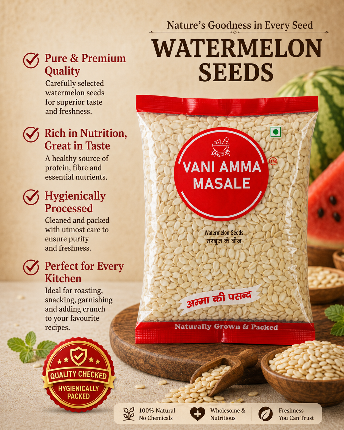 Premium Watermelon Seeds – Pure Nutrition from Nature’s Finest - Vani Amma Masale - Image 4