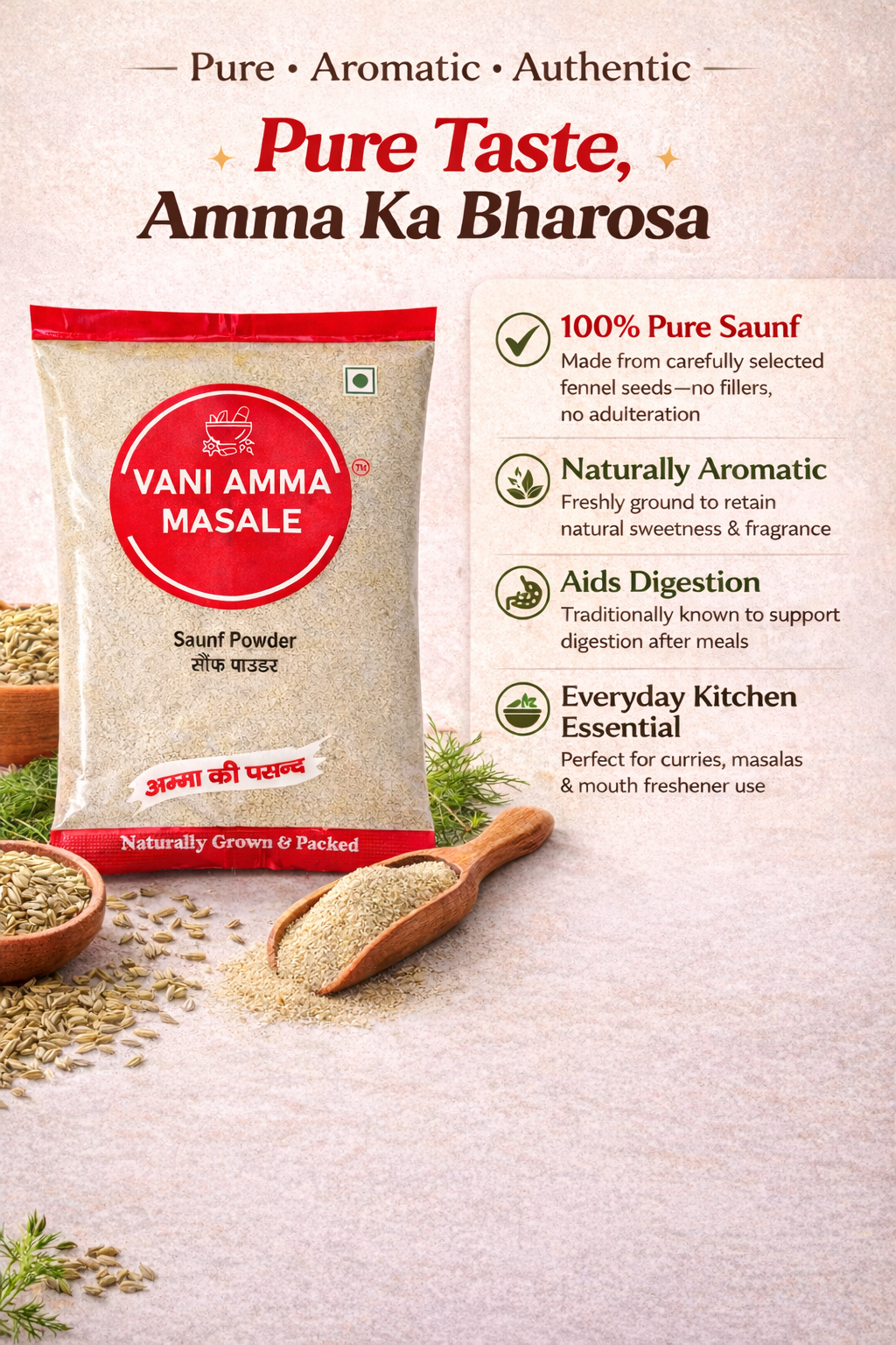 Vani Amma Masale Premium Saunf Powder – Naturally Sweet, Aromatic & Pure - Image 3