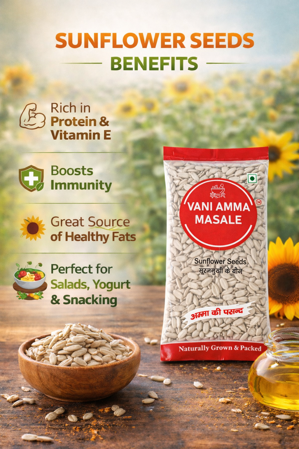Vani Amma Masale Premium Sunflower Seeds – Pure, Nutritious & Naturally Fresh - Image 3